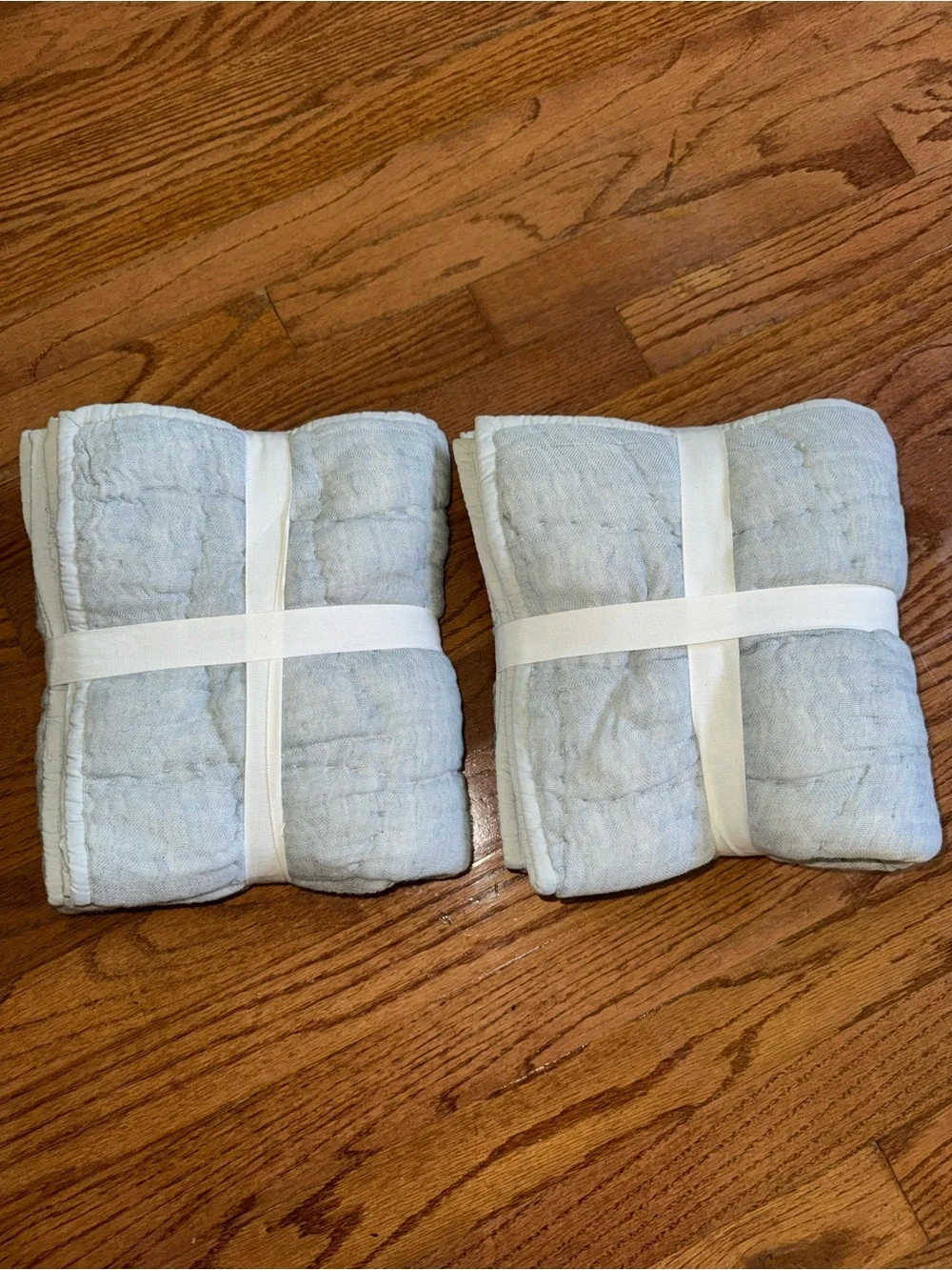 Pottery Barn Cloud Linen Cotton Quilted King Size Sham Chambray Set Of Two